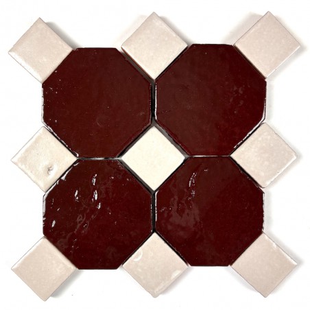 Kafle Szkliwione Oktagon 10x10 Black Red