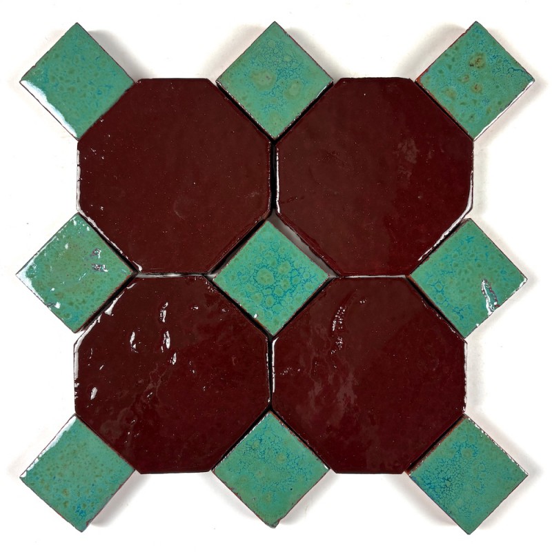 Kafle Szkliwione Oktagon 10x10 Black Red