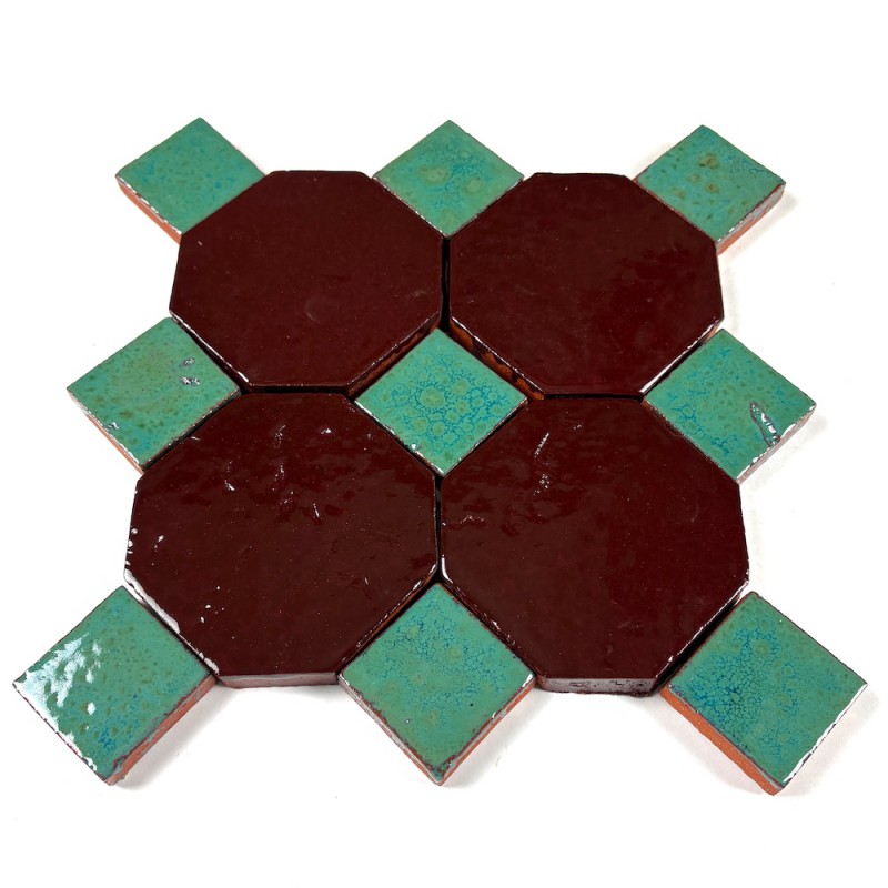 Kafle Szkliwione Oktagon 10x10 Black Red