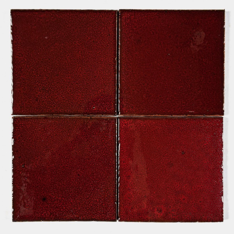 Cztery płytki ścienne - głęboka czerwień makowa format 10x10