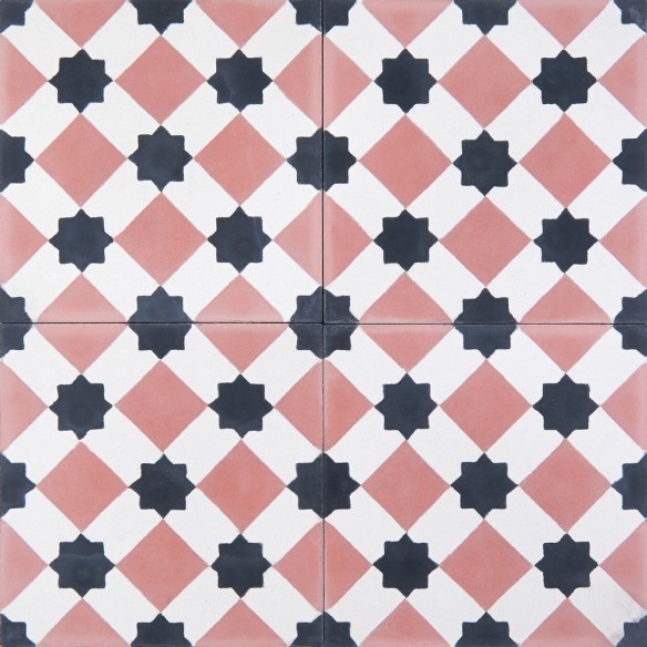 Biało-różowe marokańskie płytki cementowe 3011