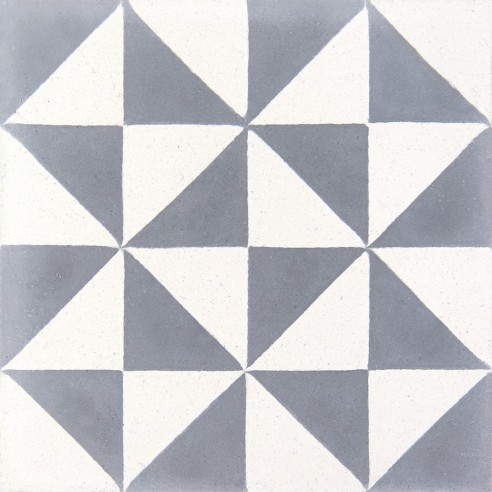 Płytki cementowe 244 szare i białe trójkąty