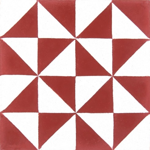 Płytka cementowa 244 czerwone i białe trójkąty