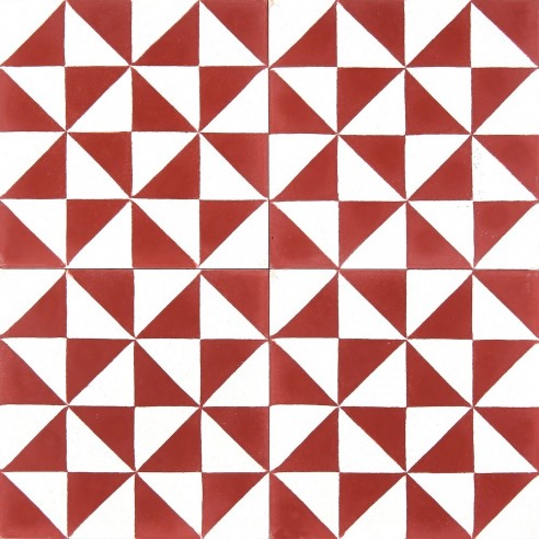 Płytki cementowe 244 czerwone i białe trójkąty