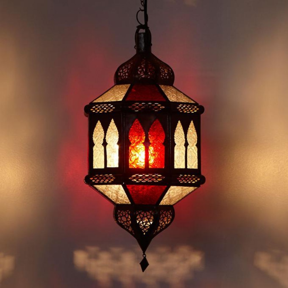 Lampa z Maroka TROMBIA BIBAN biało-czerwona