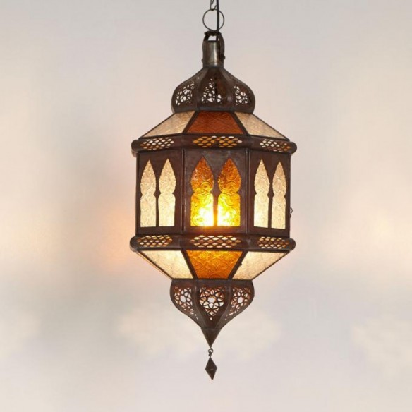 Lampa z Maroka TROMBIA BIBAN biało-żółta