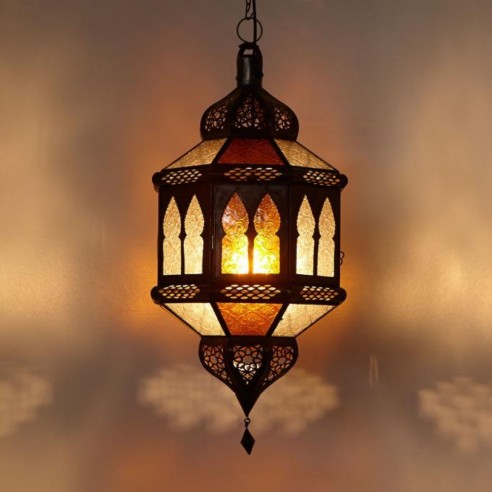 Lampa z Maroka TROMBIA BIBAN biało-żółta