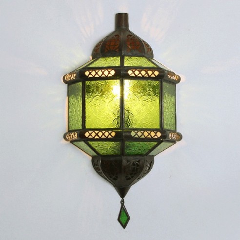 Arabska lampa ścienne, kinkiet TROMBI zielona