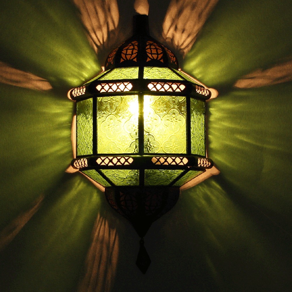Arabska lampa ścienne, kinkiet TROMBI zielona