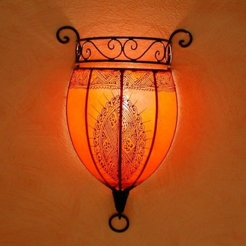 Orientalna lampa henna NAKOUS pomarańczowa