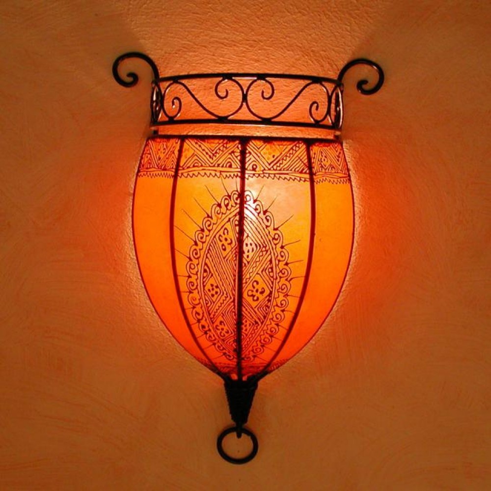 Orientalna lampa henna NAKOUS pomarańczowa