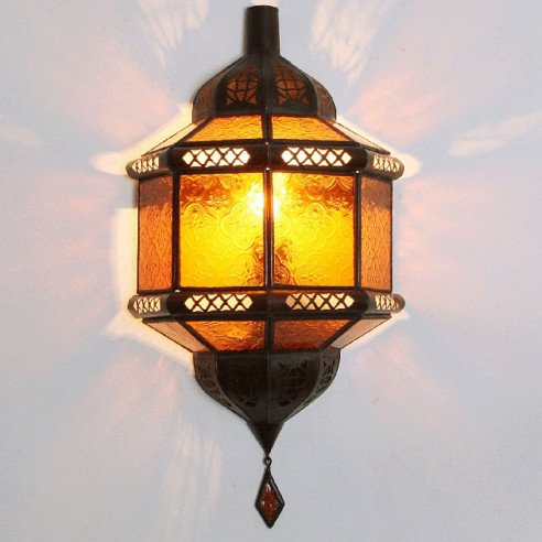 Arabska lampa ścienna, kinkiet TROMBI żółta