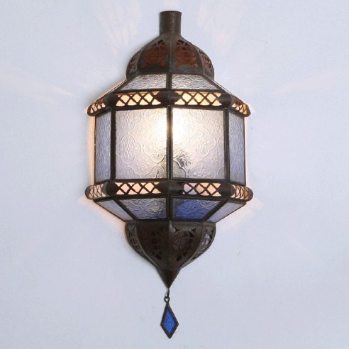 Arabska lampa ścienna, kinkiet TROMBI niebieska