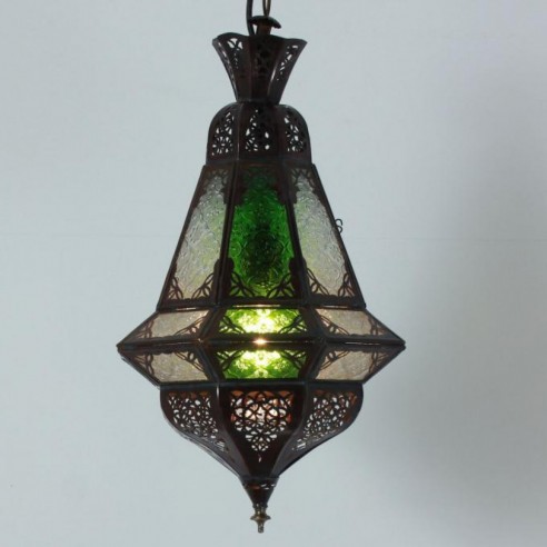 Lampa z Maroka HOUTA biało-zielona