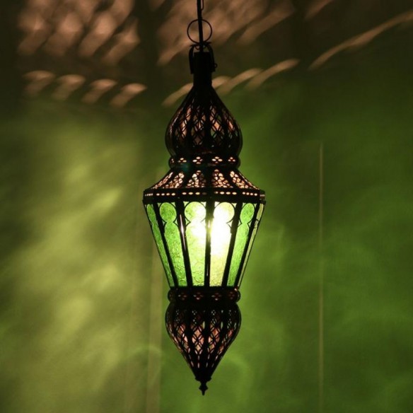Orientalna lampa sufitowa NURA zielona