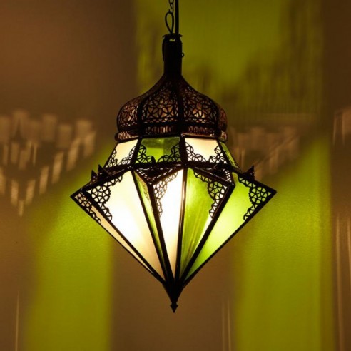 Lampa z Maroka JAWHARA biało-zielona