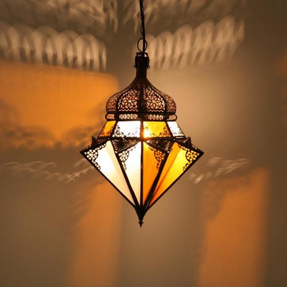 Lampa z Maroka JAWHARA biało-żółta