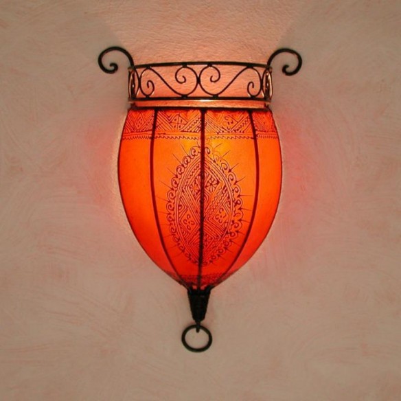 Lampa skórzana, kinkiet, henna NAKOUS czerwona