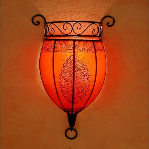 Lampa skórzana, kinkiet, henna NAKOUS czerwona