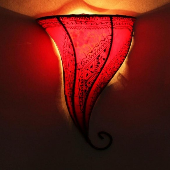 Skórzana lampa ścienna MOUZA czerwona