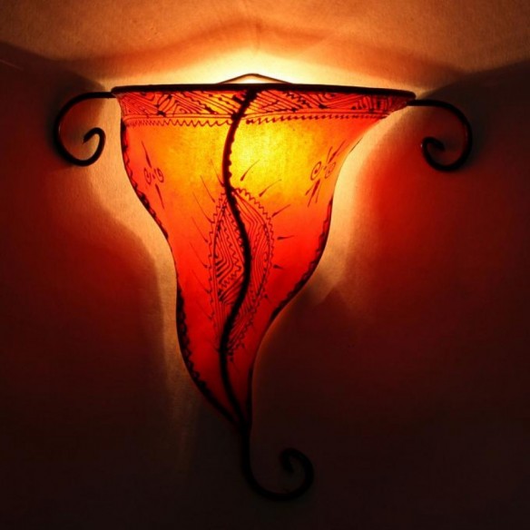 Skórzana lampa ścienna NOUNA pomarańczowa